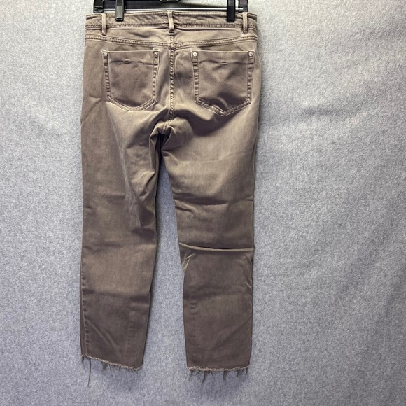 J Jill Denim Authentic Fit Slim Ankle Jeans Taupe Size 6 Distressed Hem Pants - Picture 4 of 8